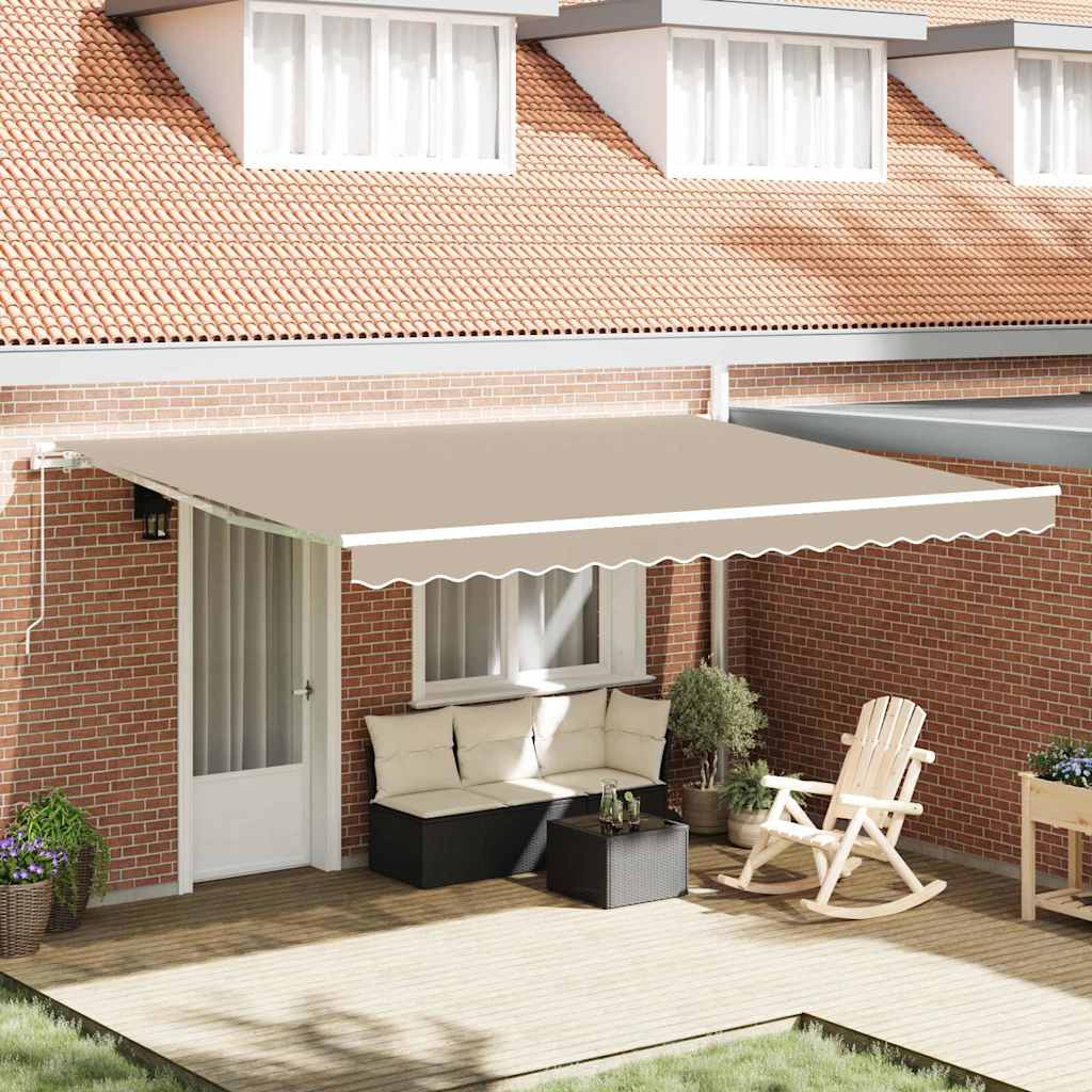 vidaXL Αναδιπλούμενη τέντα Μπεζ 450 x 350 x 165 εκ