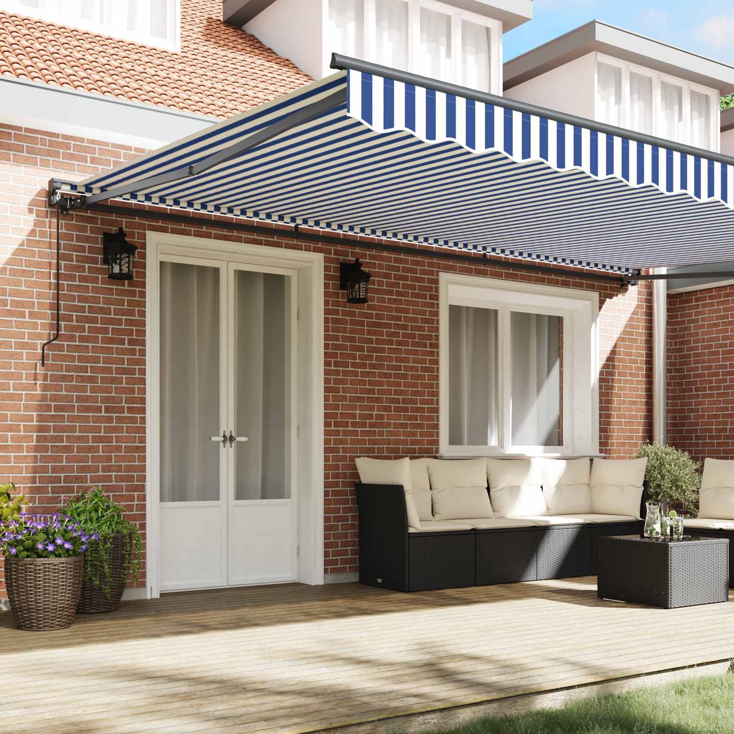 vidaXL Σκηνίτσα Αναδιπλούμενη Μπλε και άσπρο 500 x 300 εκ