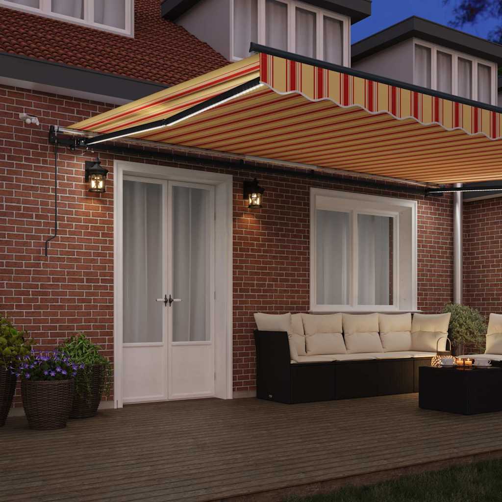 vidaXL Ανασυρόμενη τέντα με LED Κίτρινη και Πορτοκαλί 500x300 εκ