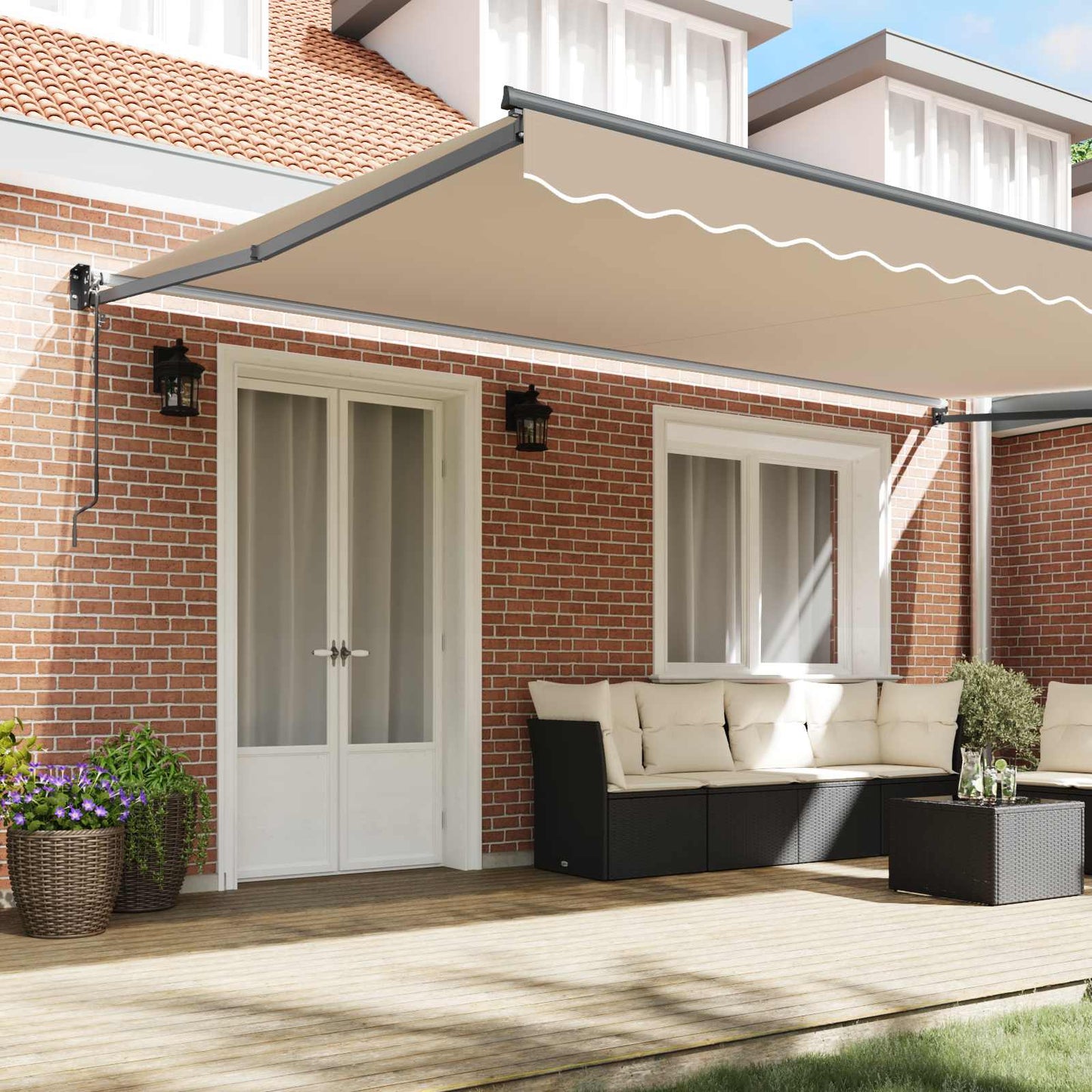 vidaXL Αντιανεμικό Μπεζ 500 x 300 x 165 εκ. Πολυέστερ και Μέταλλο