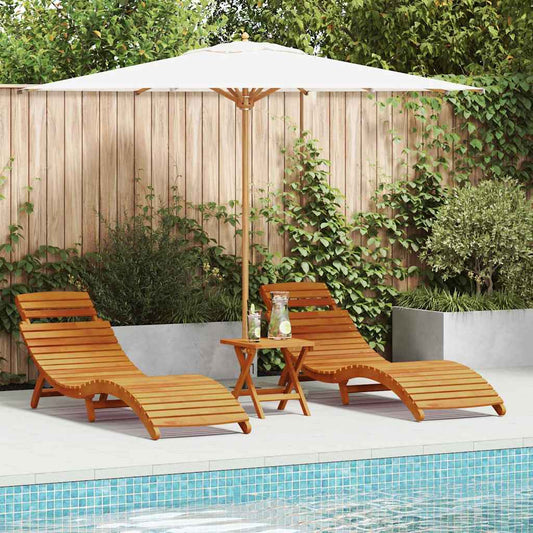 vidaXL Ξαπλώστρα 2 pcs Καφέ 55 x 184 x 64cm Στερεό Ξύλο Ακακίας