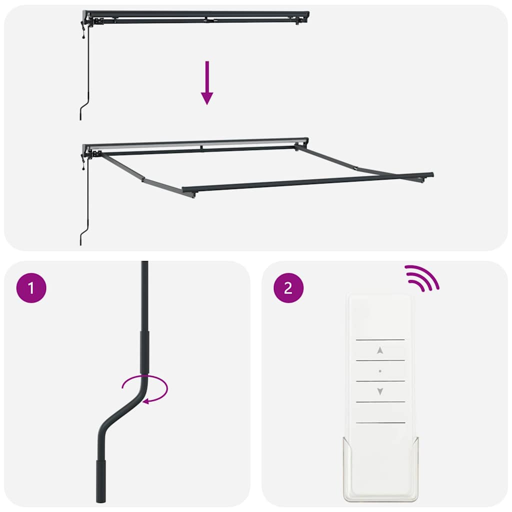 vidaXL Σκελετός Τέντας Ανθρακί 3,5 x 2,5 μ Ατσάλι με Πούδρα