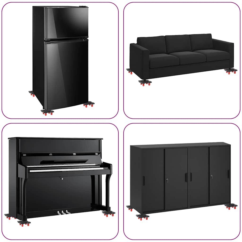 vidaXL Ρόλοι Επίπλων 4 τεμ. με Ανυψωτικό Μαύρο 13,5x13,5x4,2 εκ. 300 κ.