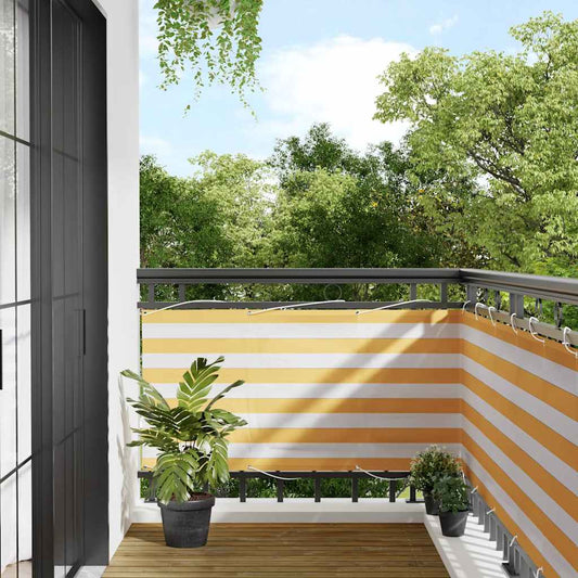 vidaXL Σήτα Μπαλκονιού Κίτρινη και Λευκή Ριγέ 75 x 1000 εκ.