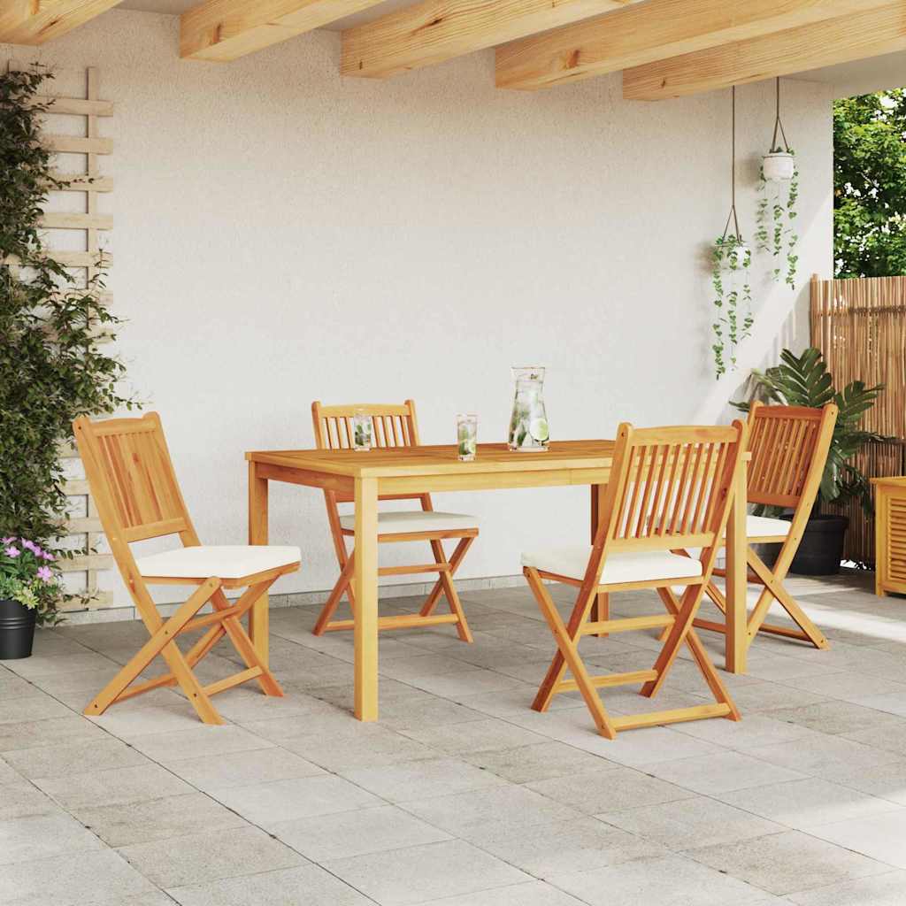 vidaXL Πτυσσόμενη Καρέκλα με μαξιλάρι 4 pcs Λευκό 49 x 57.5 x 92εκ