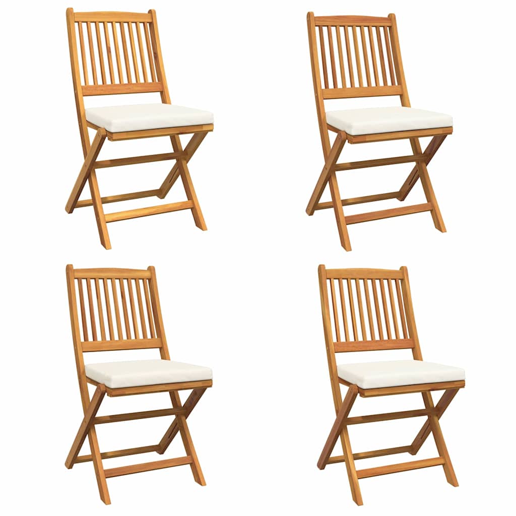 vidaXL Πτυσσόμενη Καρέκλα με μαξιλάρι 4 pcs Λευκό 49 x 57.5 x 92εκ