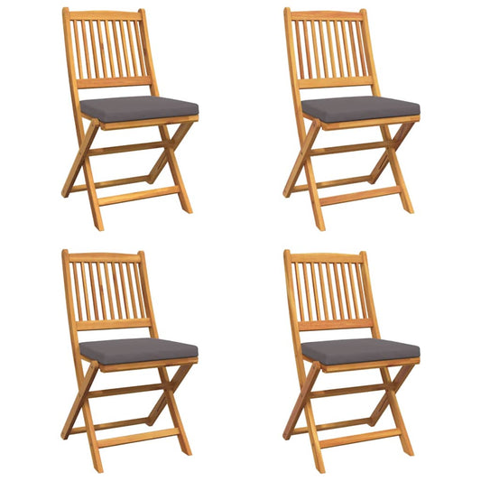 vidaXL Πτυσσόμενη Καρέκλα με μαξιλάρι 4 pcs Γκρι 49 x 57.5 x 92εκ