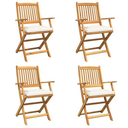 vidaXL Πτυσσόμενη Καρέκλα με μαξιλάρι 4 pcs Λευκό 49 x 57.5 x 92εκ