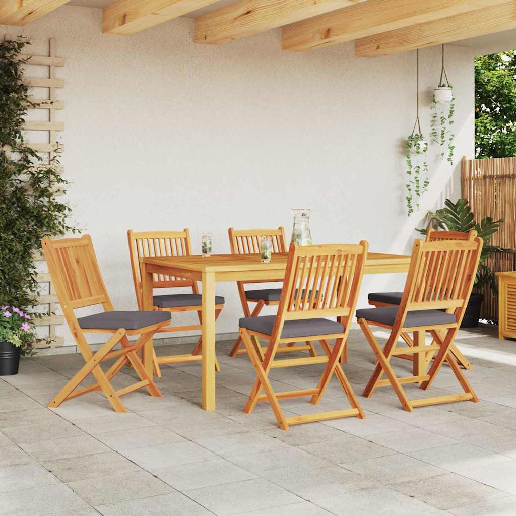 vidaXL Πτυσσόμενη Καρέκλα με μαξιλάρι 6 pcs Γκρι 49 x 57.5 x 92εκ