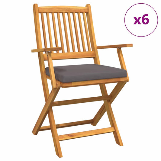 vidaXL Πτυσσόμενη Καρέκλα με μαξιλάρι 6 pcs Γκρι 49 x 57.5 x 92εκ