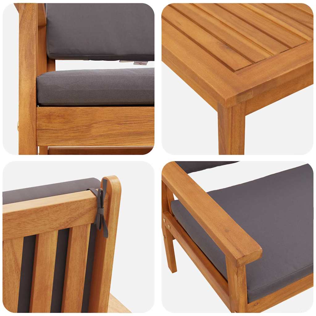 vidaXL Σετ τραπεζαρίας κήπου 6 τεμαχίων με μαξιλάρια από μασίφ ακακία