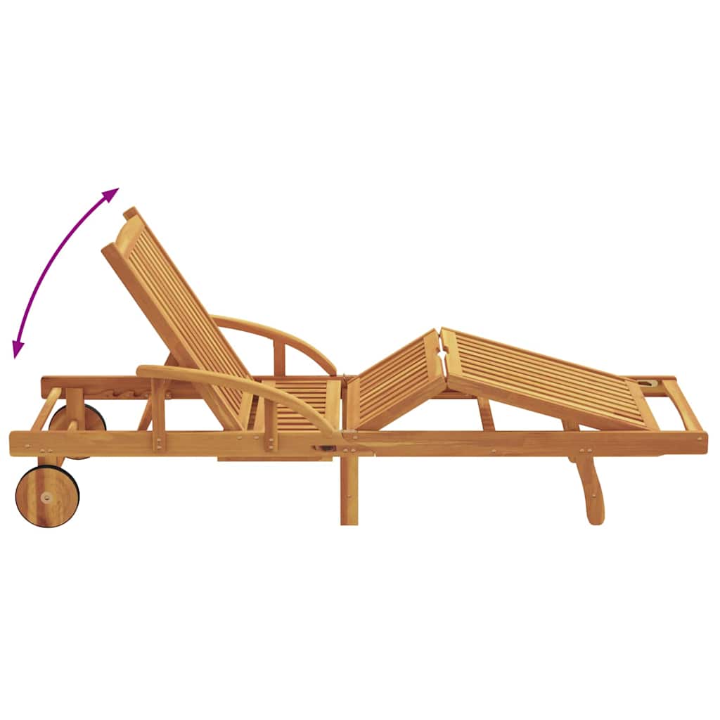 vidaXL Ξαπλώστρες Ήλιου 2 τεμ. με Μαξιλάρια και Ρόδες Καφέ Μασίφ Ξύλο Ακακίας