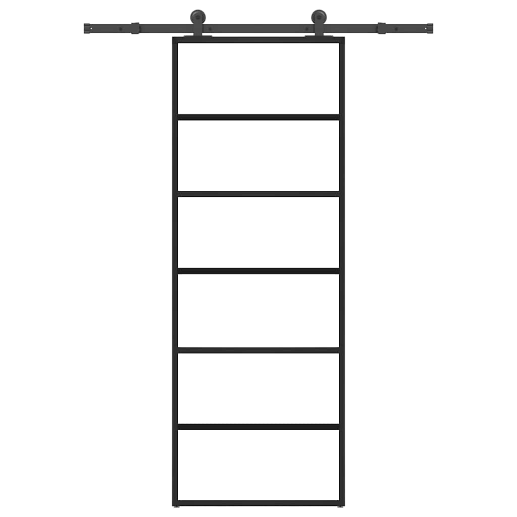 vidaXL Συρόμενη Πόρτα με Μηχανισμό 76x205 εκ. Γυαλί ESG & Αλουμίνιο