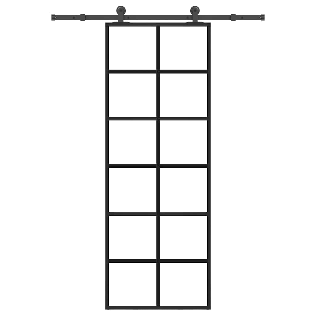 vidaXL Συρόμενη Πόρτα με Μηχανισμό 76x205 εκ. Γυαλί ESG & Αλουμίνιο