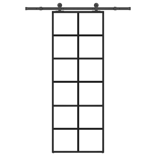 vidaXL Συρόμενη Πόρτα με Μηχανισμό 76x205 εκ. Γυαλί ESG & Αλουμίνιο