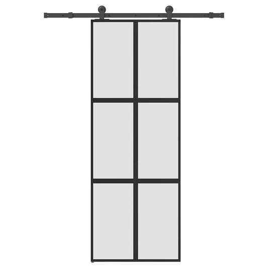 vidaXL Συρόμενη πόρτα με σετ υλικού 76x205 cm από γυαλί&Αλουμίνιο