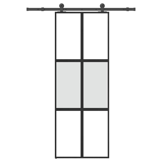 vidaXL Συρόμενη πόρτα με σετ υλικού 76x205 cm από γυαλί&Αλουμίνιο