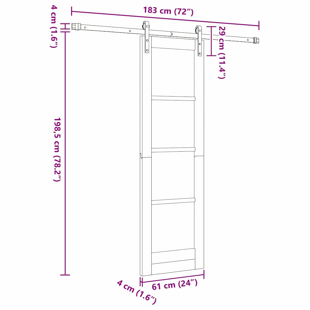 vidaXL Συρόμενη Πόρτα ORKDAL Λευκό και Μαύρο 61 x 198,5 εκ.