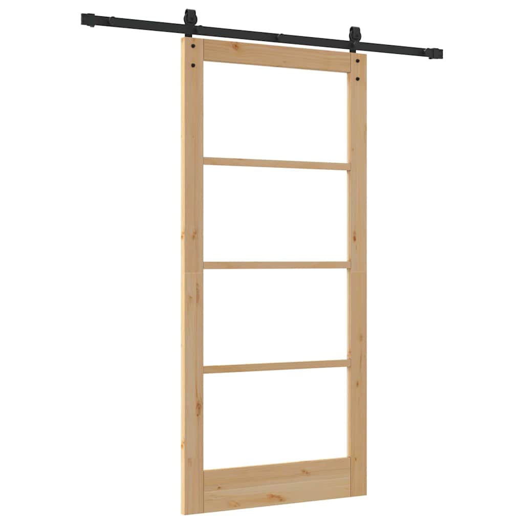 vidaXL Συρόμενη Πόρτα ORKDAL Φυσικό και Μαύρο 93 x 202 cm