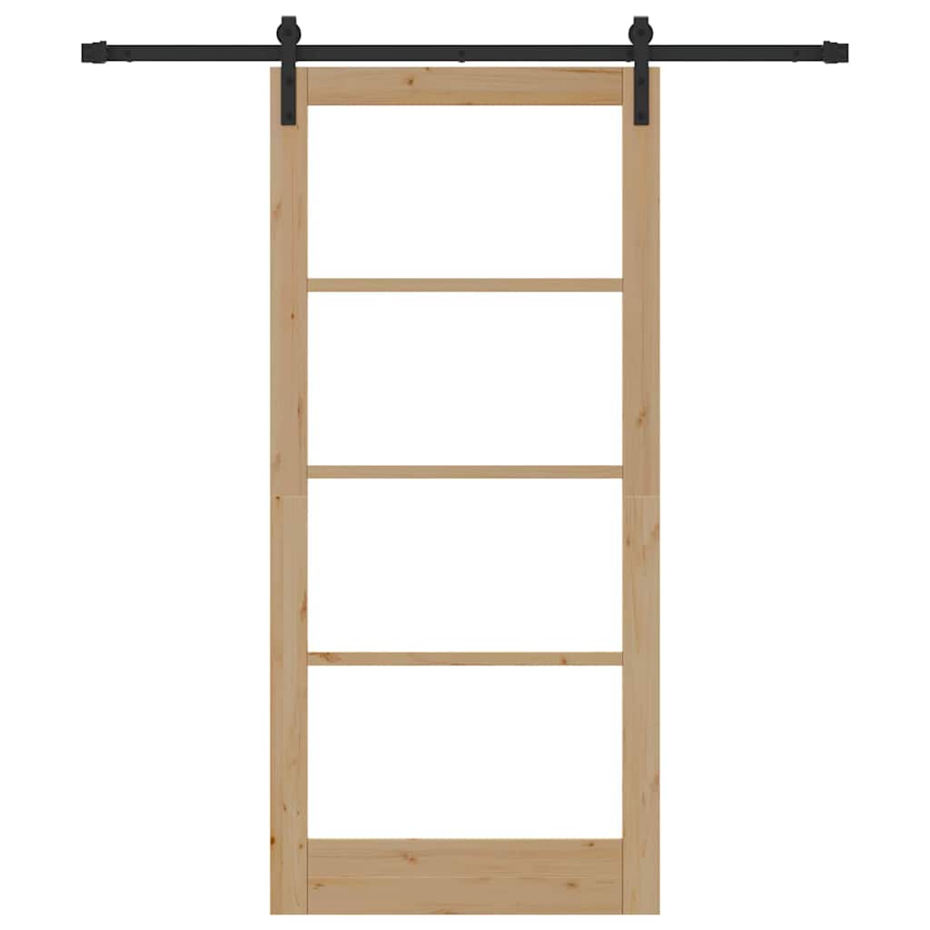 vidaXL Συρόμενη Πόρτα ORKDAL Φυσικό και Μαύρο 93 x 202 cm