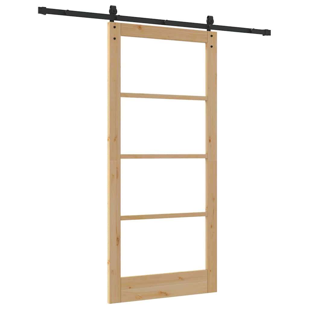 vidaXL Συρόμενη Πόρτα ORKDAL Φυσικό και Μαύρο 93 x 202 cm