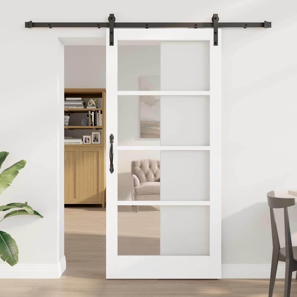 vidaXL Συρόμενη Πόρτα ORKDAL Λευκό και Μαύρο 93 x 202 cm
