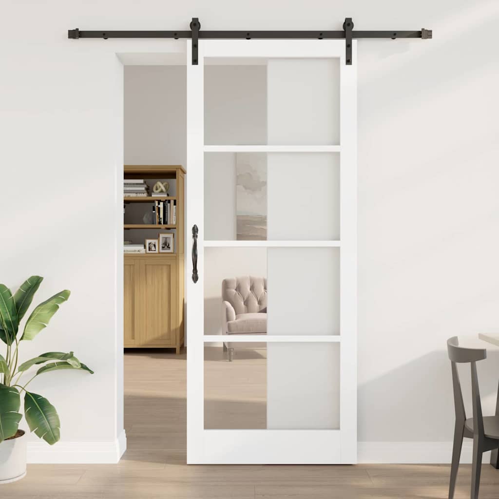vidaXL Συρόμενη Πόρτα ORKDAL Λευκό και Μαύρο 93 x 232 εκ.