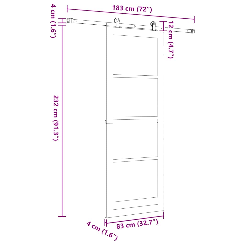 vidaXL Συρόμενη Πόρτα ORKDAL Καφέ 83 x 232 εκ. Ξύλο και μέταλλο