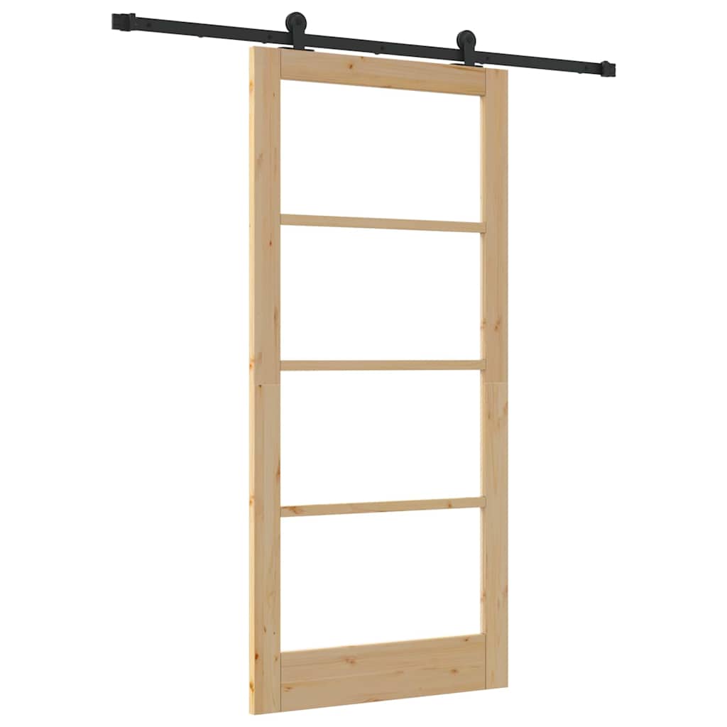vidaXL Συρόμενη Πόρτα ORKDAL 93 x 202 cm Μασίφ ξύλο πεύκου και γυαλί