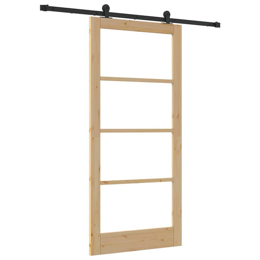 vidaXL Συρόμενη Πόρτα ORKDAL 93 x 202 cm Μασίφ ξύλο πεύκου και γυαλί