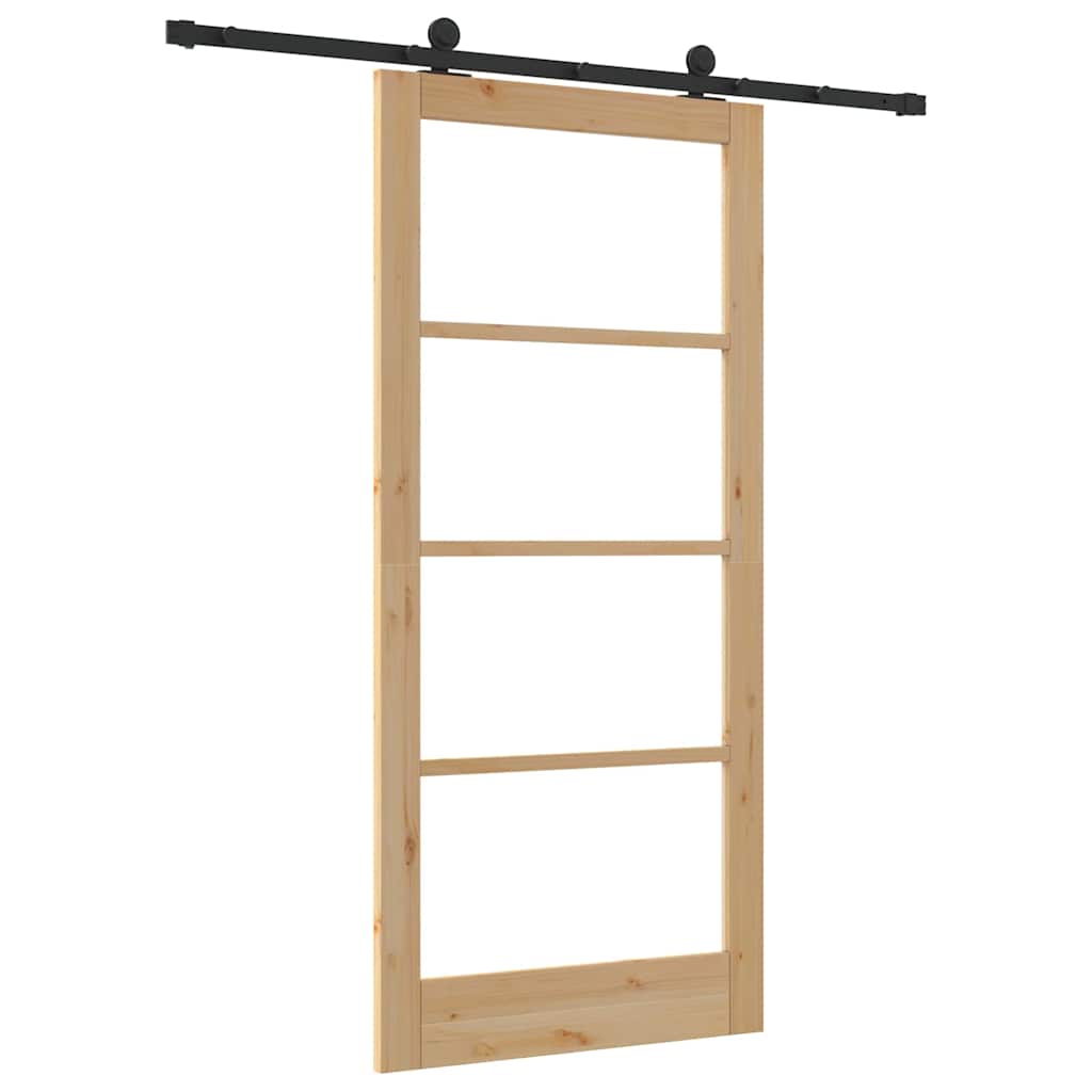 vidaXL Συρόμενη Πόρτα ORKDAL 93 x 202 cm Μασίφ ξύλο πεύκου και γυαλί