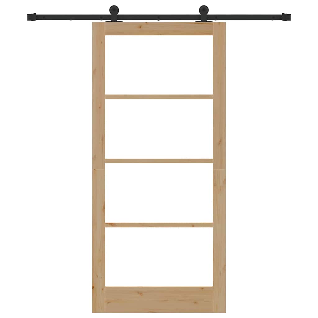 vidaXL Συρόμενη Πόρτα ORKDAL 93 x 202 cm Μασίφ ξύλο πεύκου και γυαλί