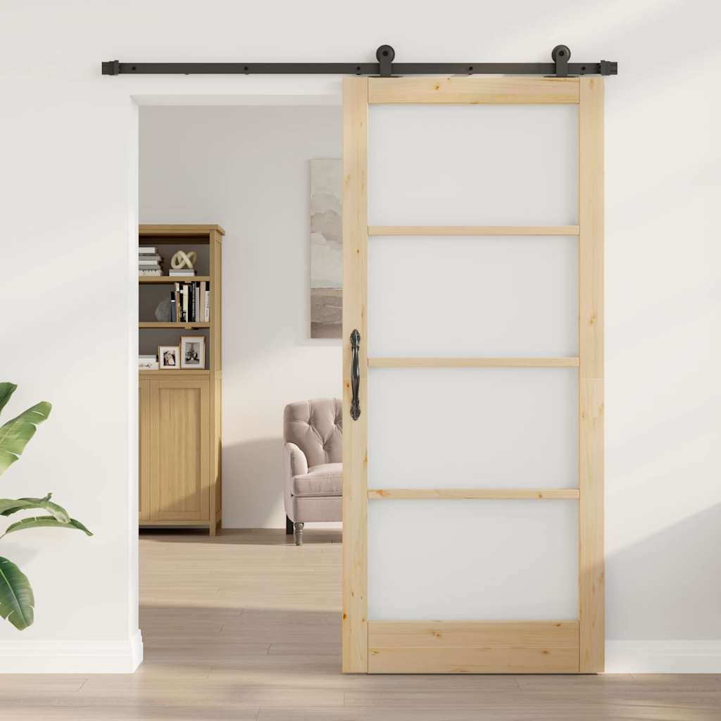 vidaXL Συρόμενη Πόρτα ORKDAL 93 x 211 εκ. Μασίφ ξύλο πεύκου και γυαλί