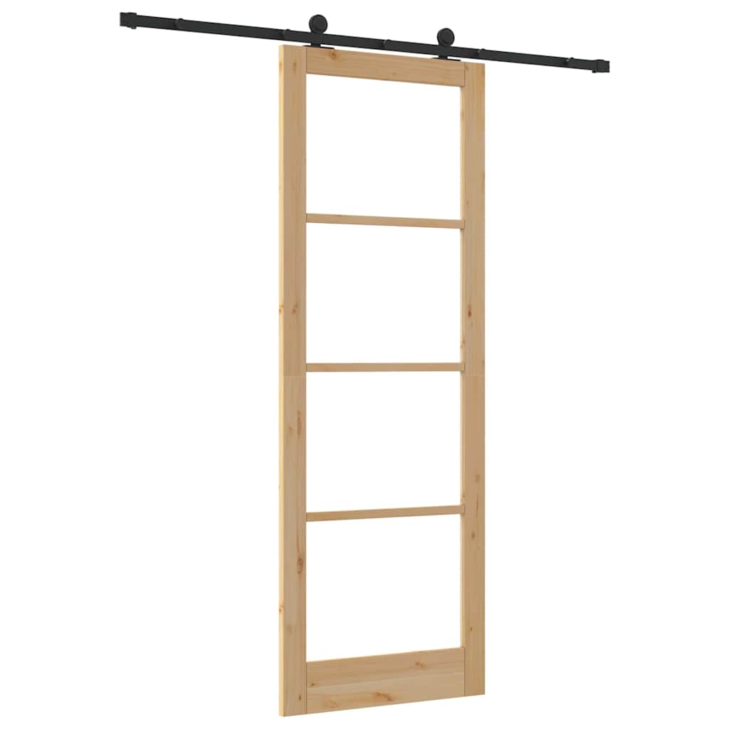 vidaXL Συρόμενη Πόρτα ORKDAL Καφέ 83 x 232 εκ. Ξύλο και μέταλλο