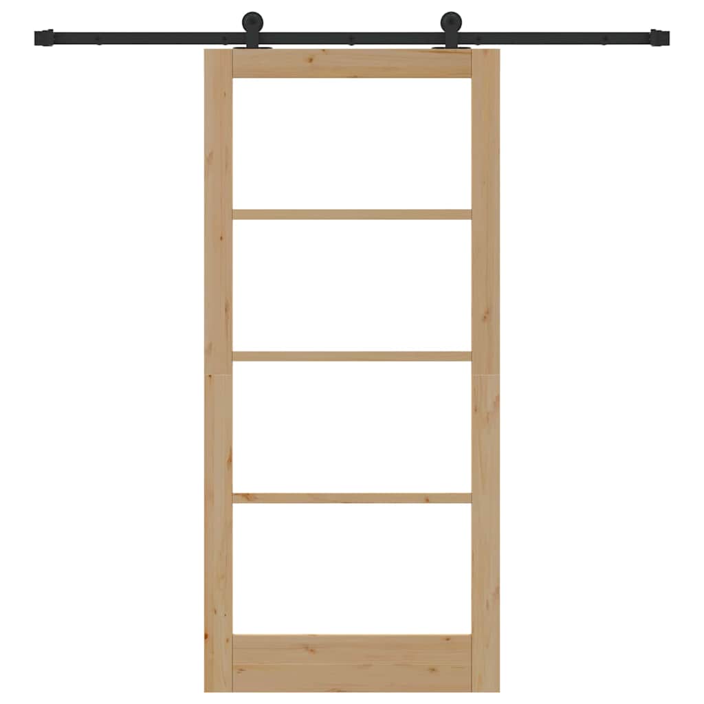 vidaXL Συρόμενη Πόρτα ORKDAL 93 x 202 cm Μασίφ ξύλο πεύκου και γυαλί