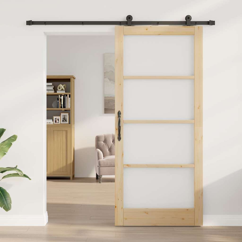 vidaXL Συρόμενη Πόρτα ORKDAL 93 x 211 εκ. Μασίφ ξύλο πεύκου και γυαλί