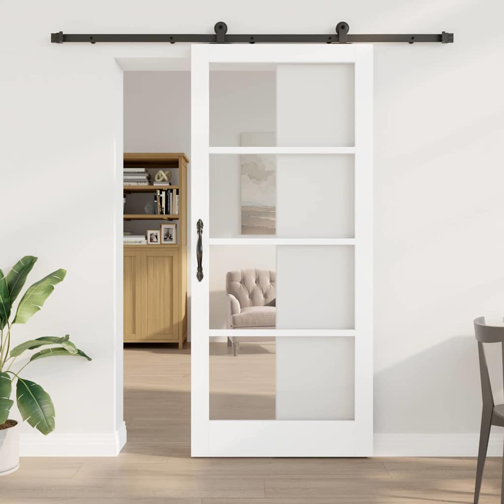 vidaXL Συρόμενη Πόρτα ORKDAL 93 x 211 εκ. Μασίφ ξύλο πεύκου και γυαλί