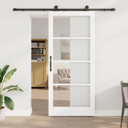 vidaXL Συρόμενη Πόρτα ORKDAL 93 x 211 εκ. Μασίφ ξύλο πεύκου και γυαλί