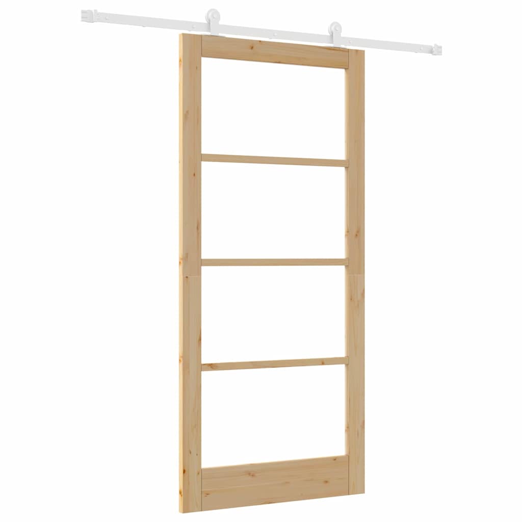 vidaXL Συρόμενη Πόρτα ORKDAL 93 x 202 cm Μασίφ ξύλο πεύκου και γυαλί
