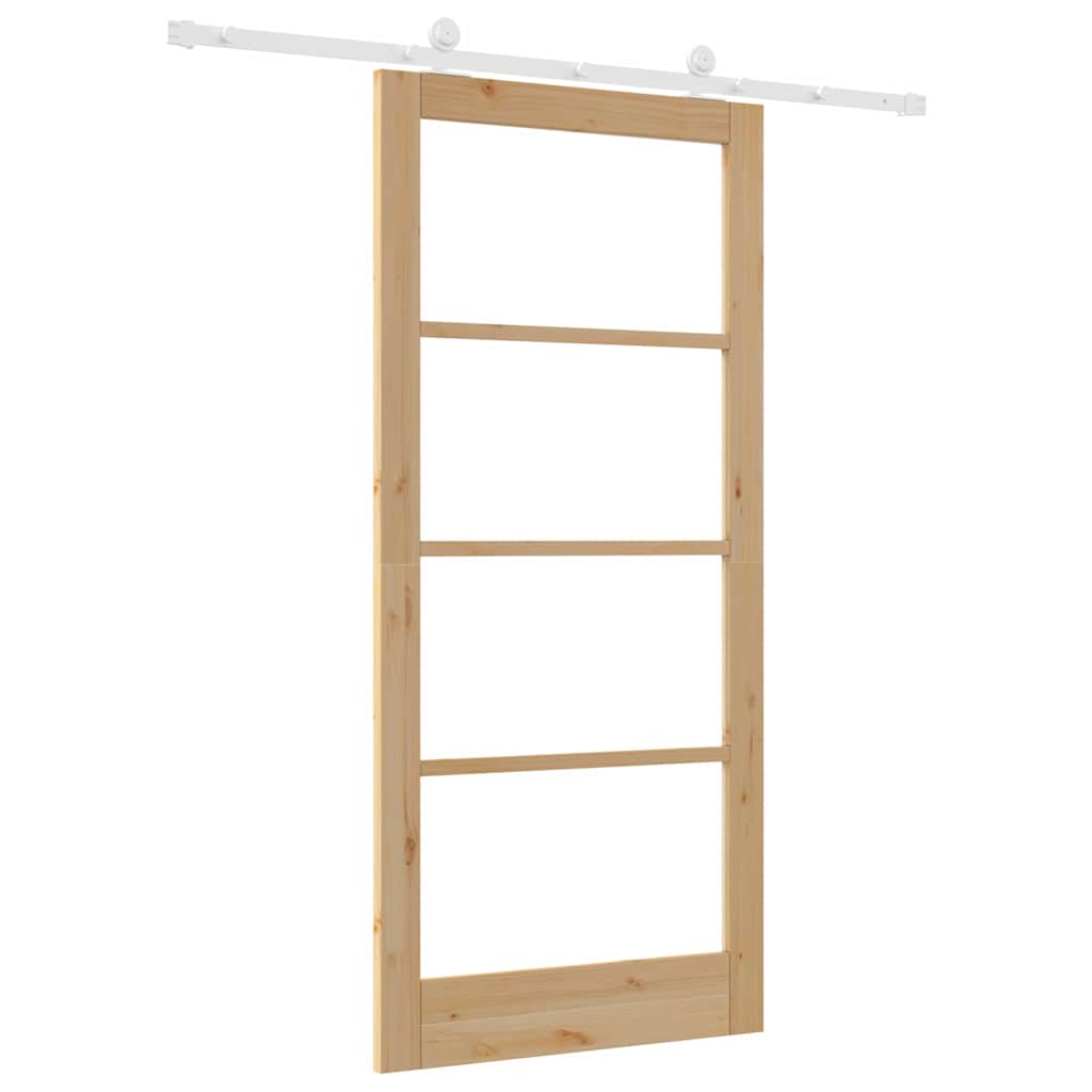 vidaXL Συρόμενη Πόρτα ORKDAL 93 x 202 cm Μασίφ ξύλο πεύκου και γυαλί