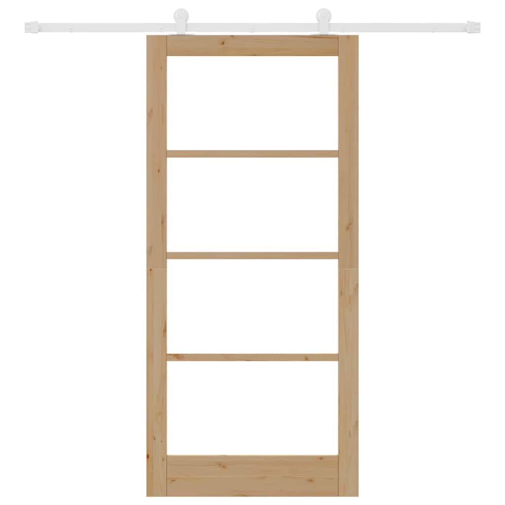 vidaXL Συρόμενη Πόρτα ORKDAL 93 x 202 cm Μασίφ ξύλο πεύκου και γυαλί
