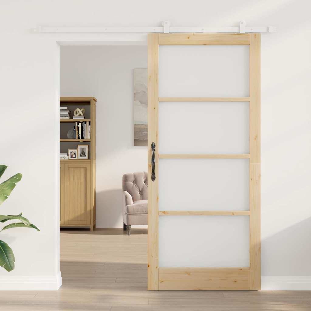vidaXL Συρόμενη Πόρτα ORKDAL 93 x 211 εκ. Μασίφ ξύλο πεύκου και γυαλί