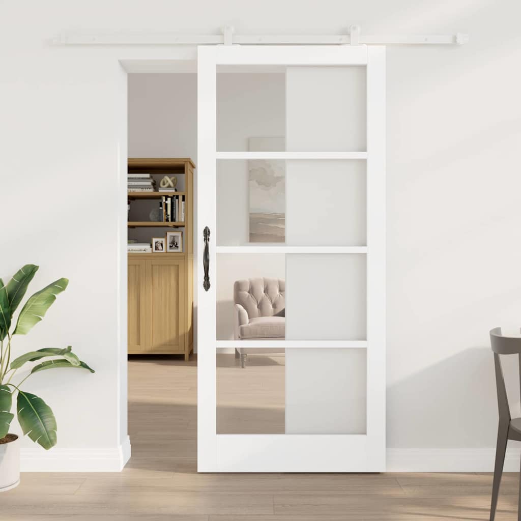 vidaXL Συρόμενη Πόρτα ORKDAL 93 x 211 εκ. Μασίφ ξύλο πεύκου και γυαλί