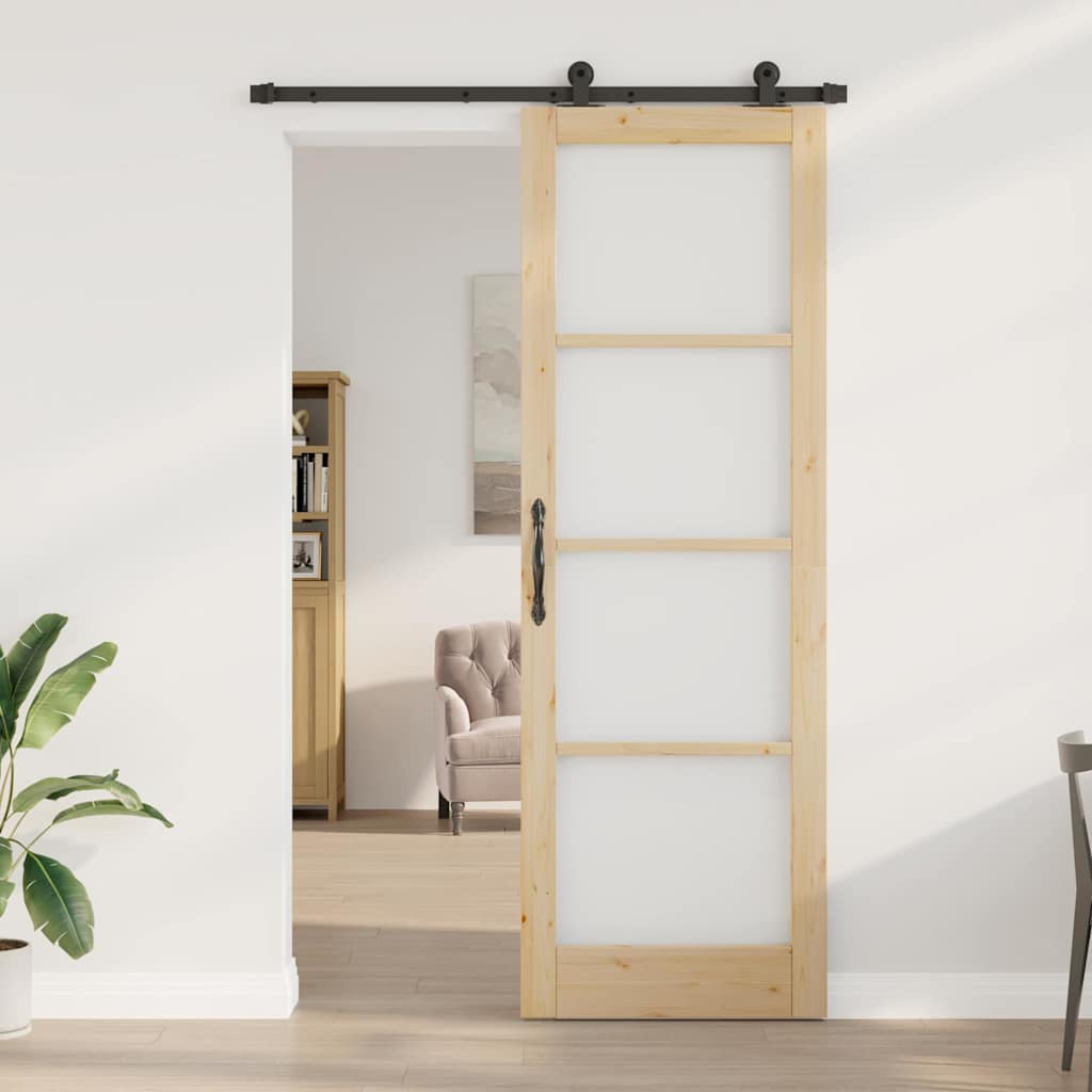 vidaXL Συρόμενη Πόρτα ORKDAL Καφέ 78 x 232 cm Ξύλο και μέταλλο