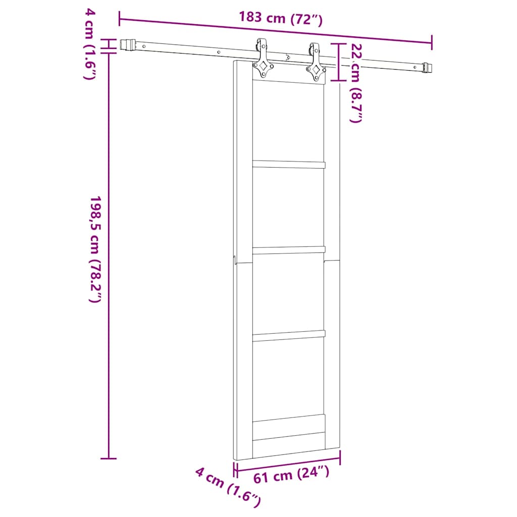 vidaXL Συρόμενη Πόρτα ORKDAL 61 x 198,5 εκ. Λευκό και Μαύρο