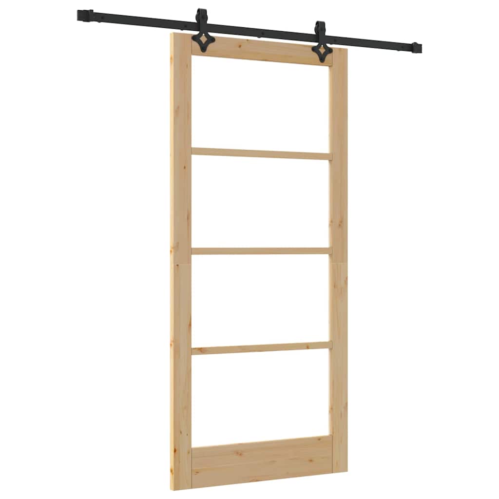 vidaXL Συρόμενη Πόρτα ORKDAL 93 x 202 cm Μασίφ ξύλο πεύκου και γυαλί