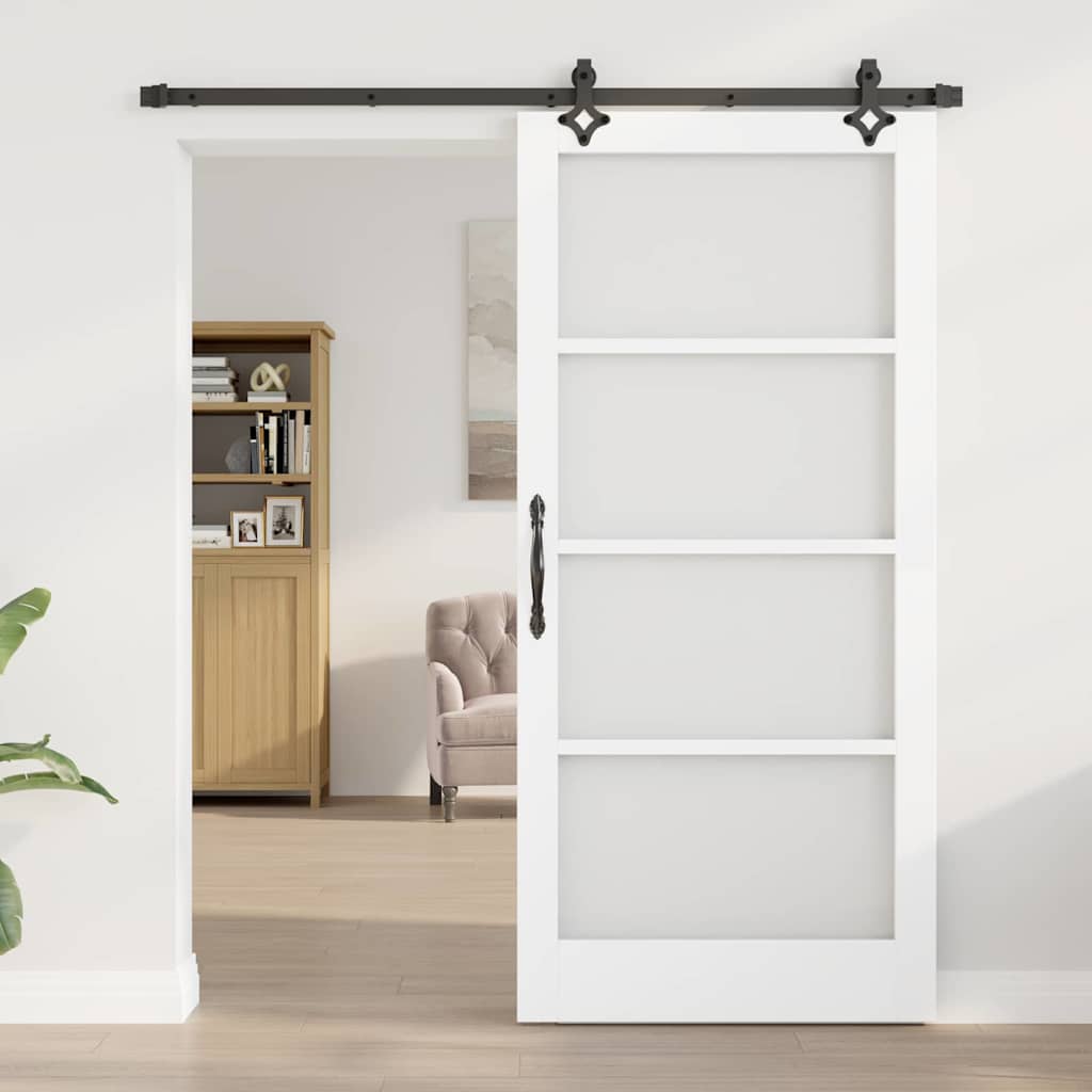 vidaXL Συρόμενη Πόρτα ORKDAL 93 x 202 cm Μασίφ ξύλο πεύκου και γυαλί