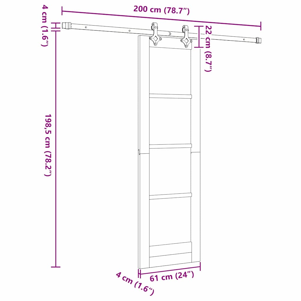 vidaXL Συρόμενη Πόρτα ORKDAL 61 x 198,5 εκ. Λευκό και Μαύρο