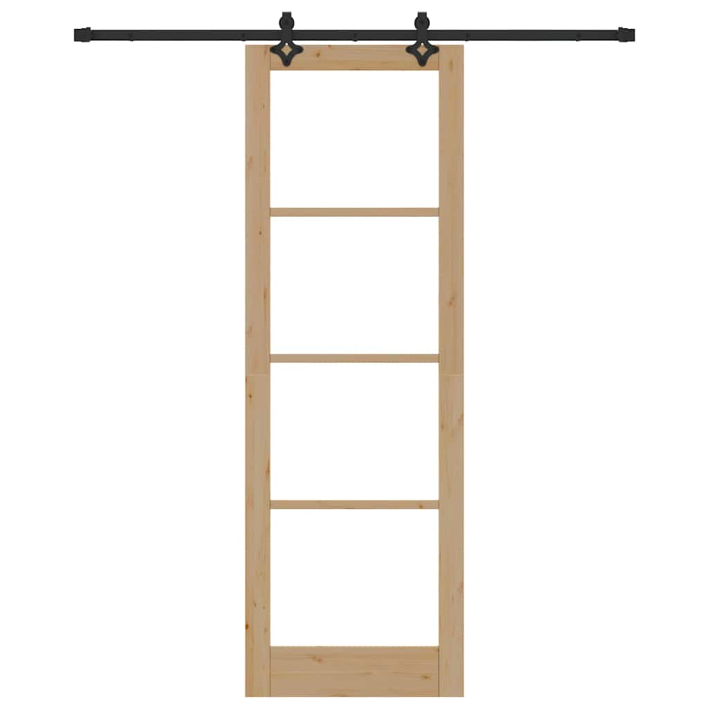 Συρόμενη Πόρτα vidaXL με Σετ Εξαρτημάτων 'ORKDAL' Συμπαγές Ξύλο & Γυαλί