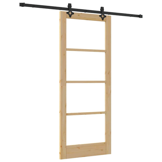 vidaXL Συρόμενη Πόρτα με Σετ Υλικών 'ORKDAL' Μασίφ Ξύλο & Γυαλί